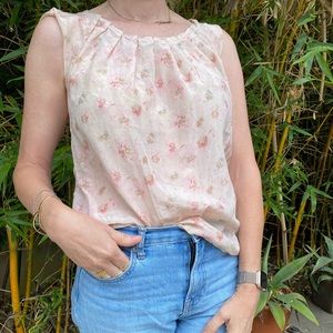 GAP Taupe Floral Print Top Sz- Small